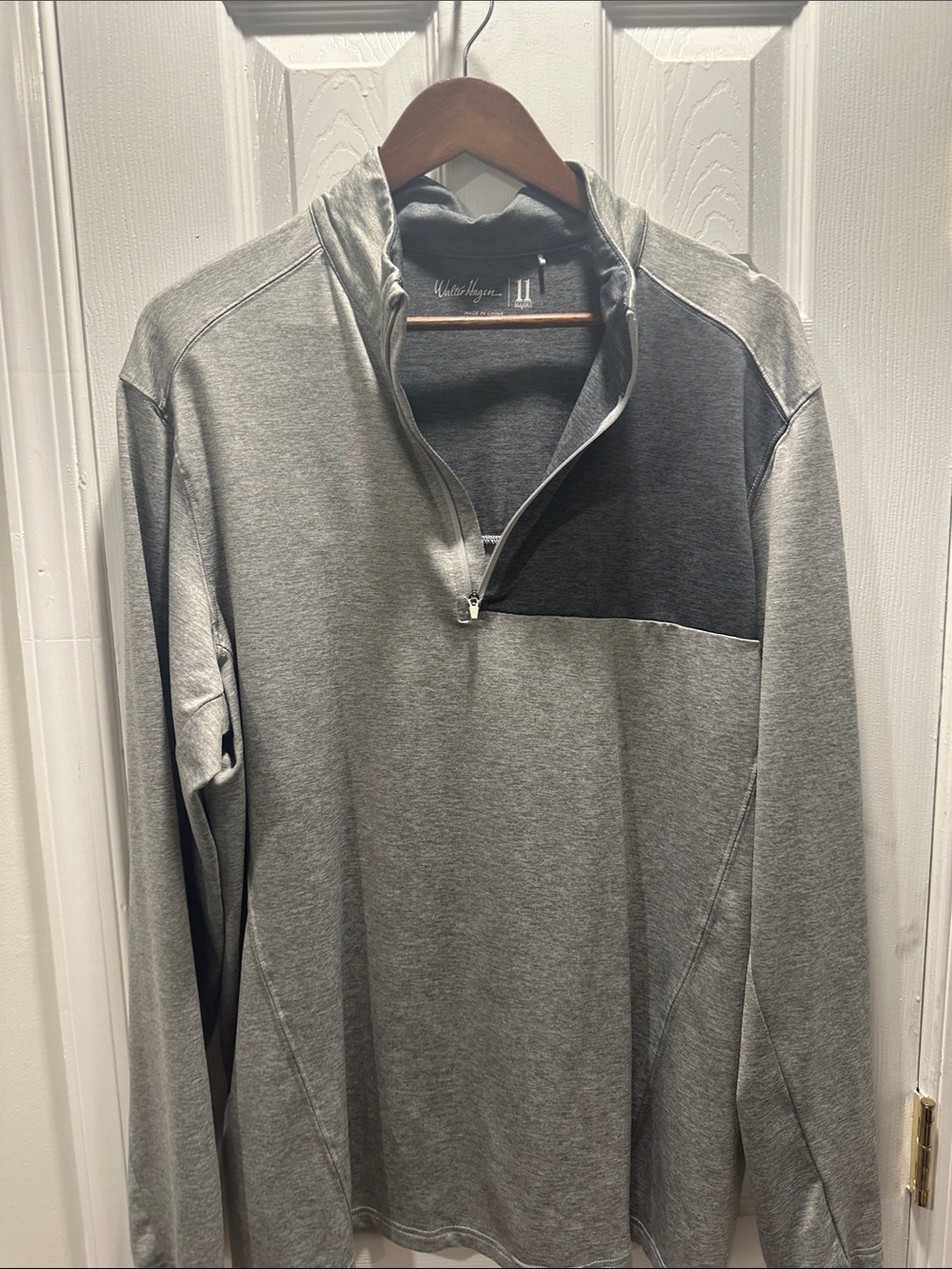 Men's Walter Hagen Heather Gray Quarter-Zip Pullover Sweater